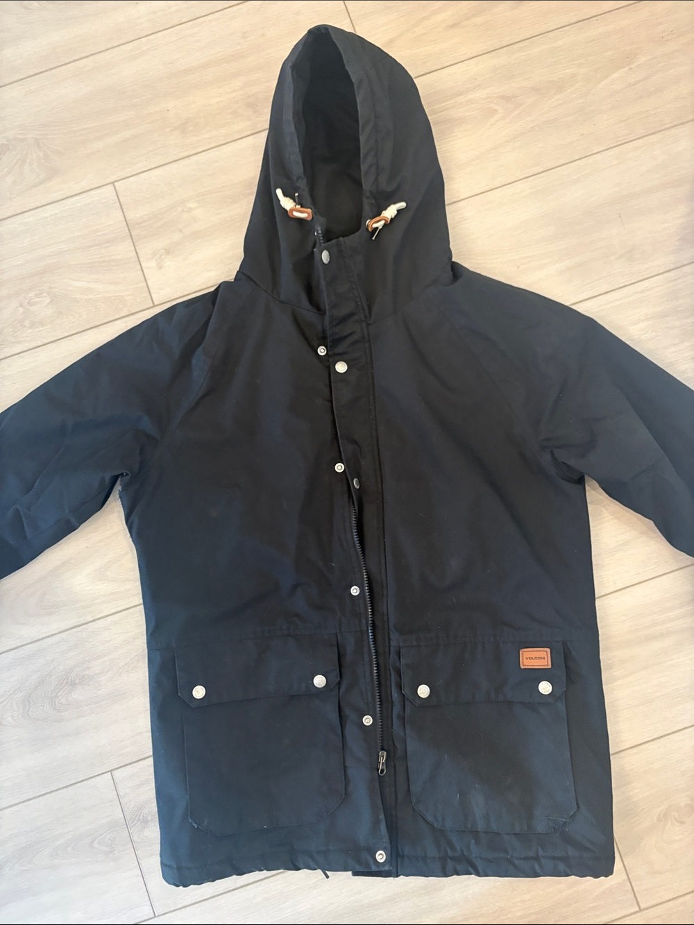 Volcom Black Hooded Ski Snowboard Jacket